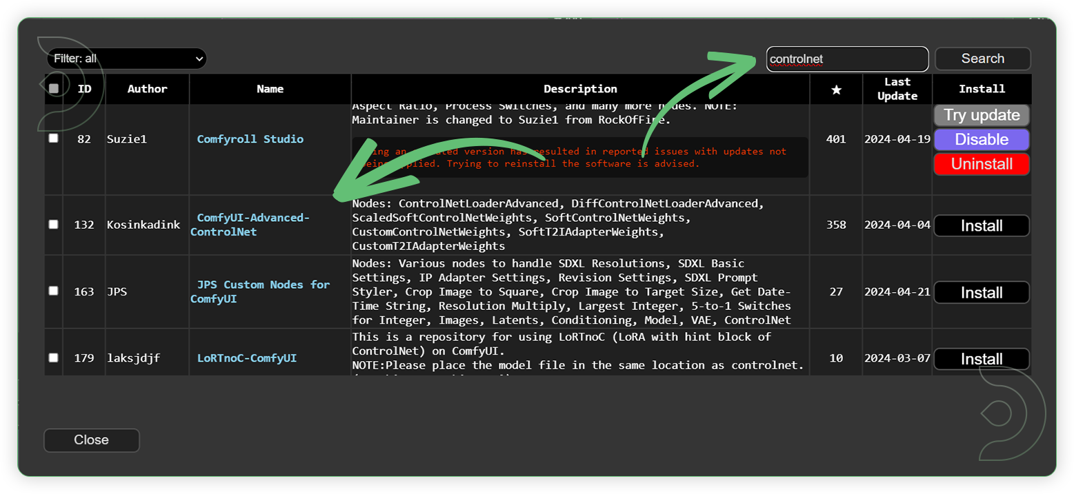 ComfyUI Manager with ControlNet