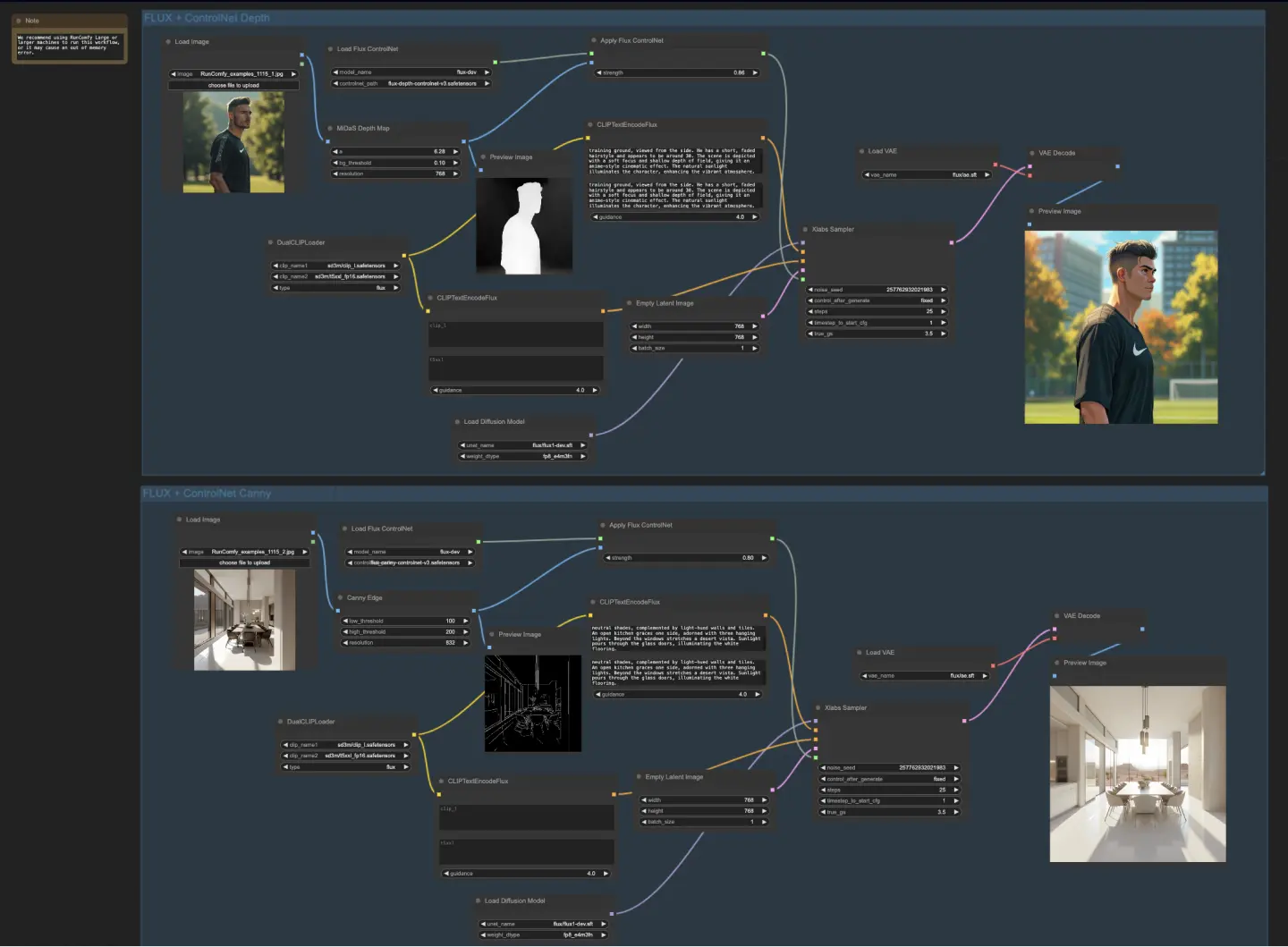 Depth and Canny ControlNet Example